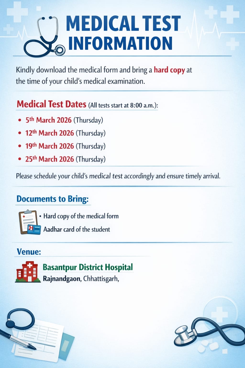MEDICAL FORM FOR 2026-27